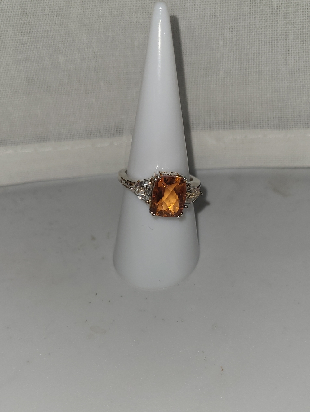 Sterling Silver Orange Citrine & Topaz Cocktail Ring Sz7